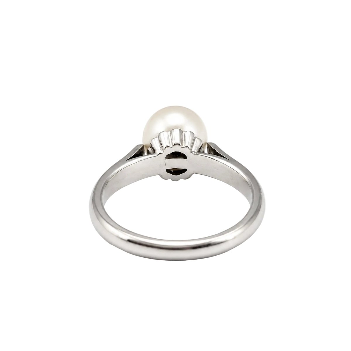Bague Solitaire en or blanc, perle et diamants - Castafiore