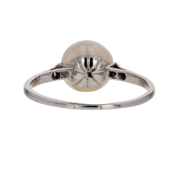 Bague Solitaire en or blanc, perle et diamants - Castafiore
