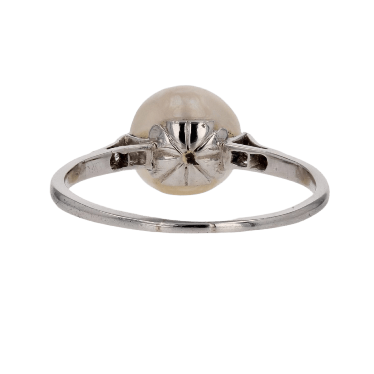 Bague Solitaire en or blanc, perle et diamants - Castafiore