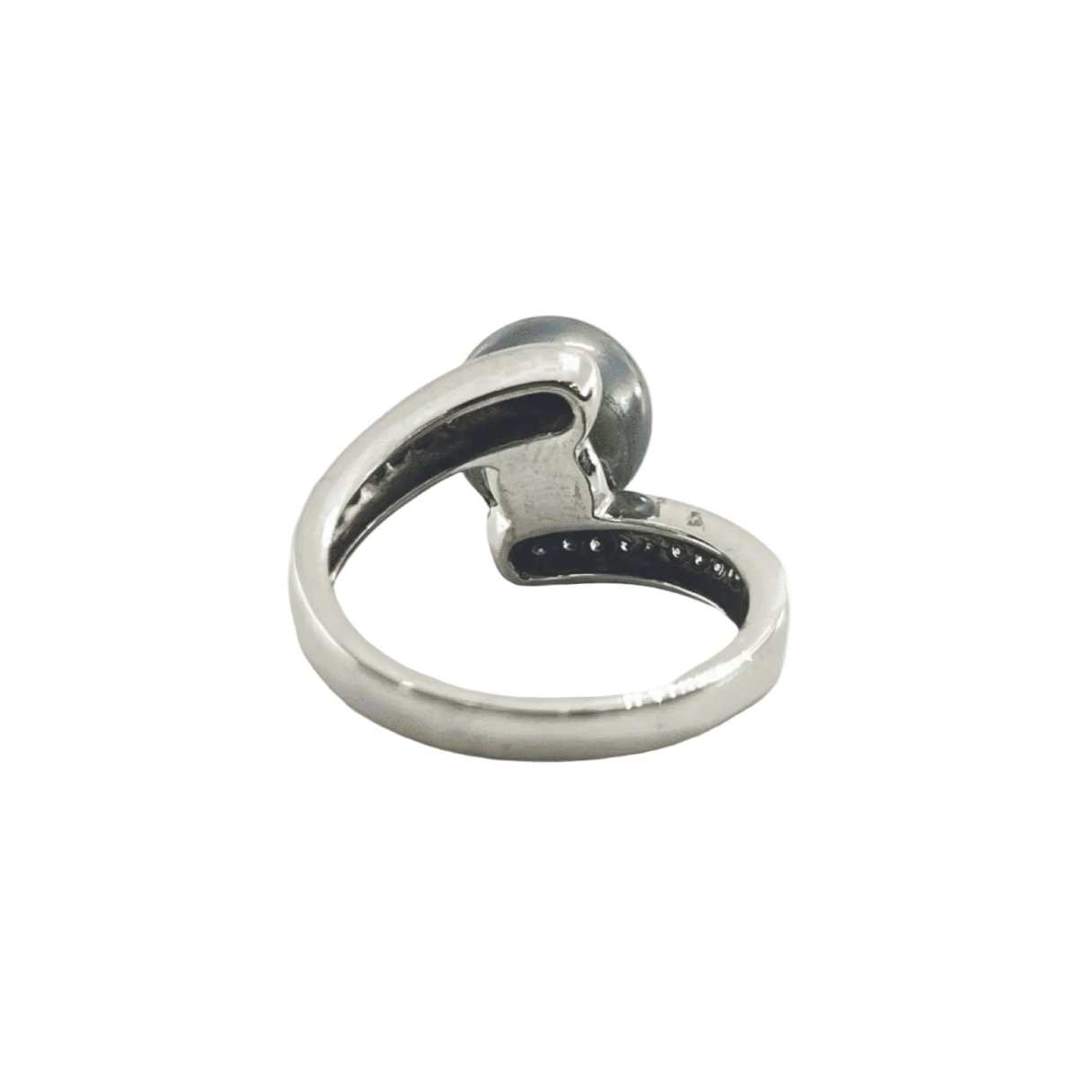 Bague Solitaire en or blanc, perle et diamants - Castafiore