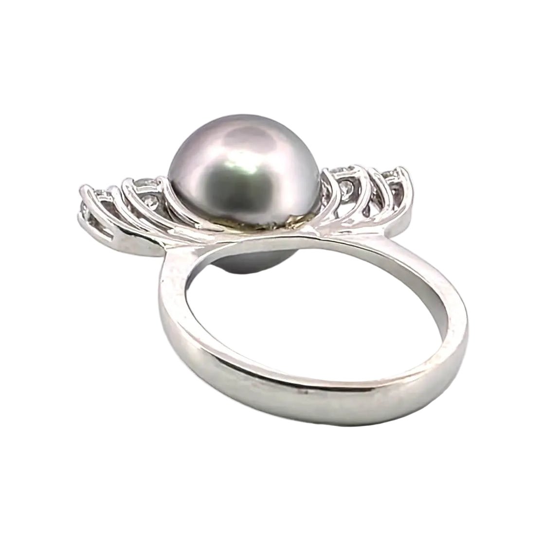 Bague Solitaire en or blanc, perle et diamants - Castafiore