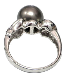 Bague Solitaire en or blanc, perle et diamants - Castafiore