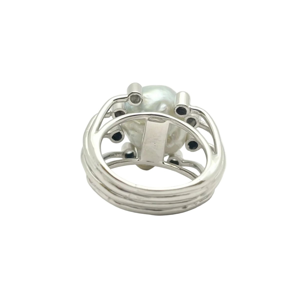 Bague Solitaire en or blanc, perle et diamants - Castafiore
