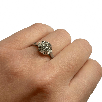 Bague Solitaire en or blanc, platine et diamant - Castafiore