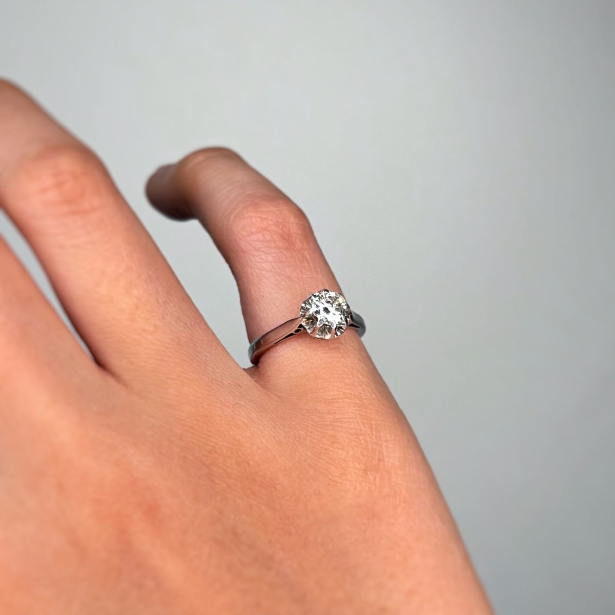 Bague Solitaire en or blanc, platine et diamant - Castafiore