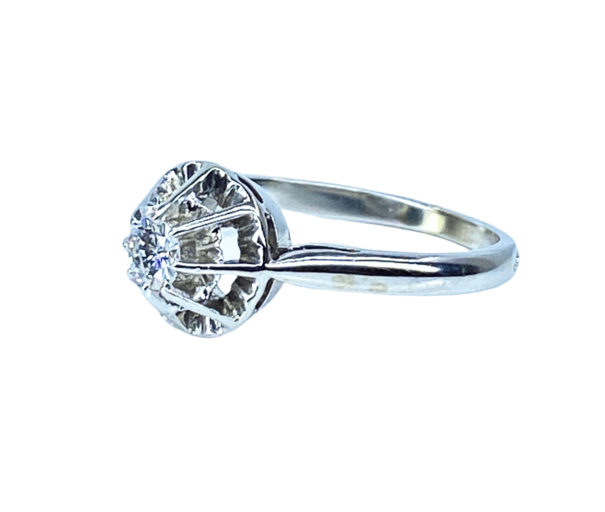 Bague Solitaire en or blanc, platine et diamant - Castafiore