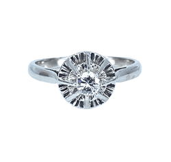 Bague Solitaire en or blanc, platine et diamant - Castafiore