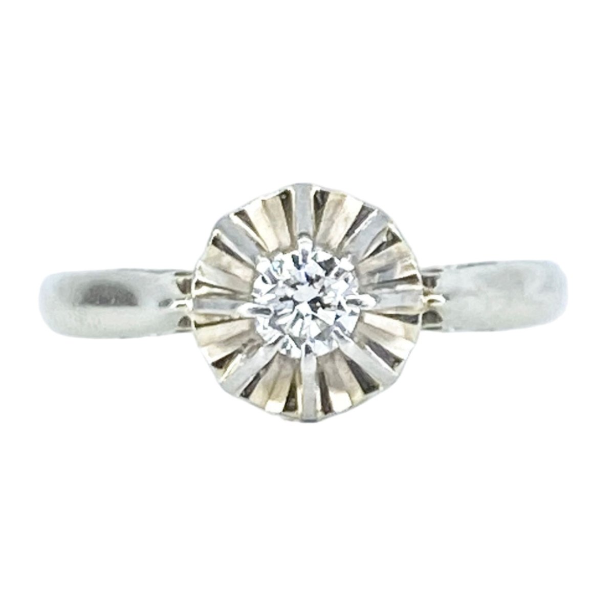 Bague Solitaire en or blanc, platine et diamant - Castafiore