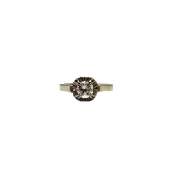 Bague Solitaire en or blanc, platine et diamant - Castafiore
