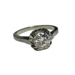 Bague Solitaire en or blanc, platine et diamant - Castafiore
