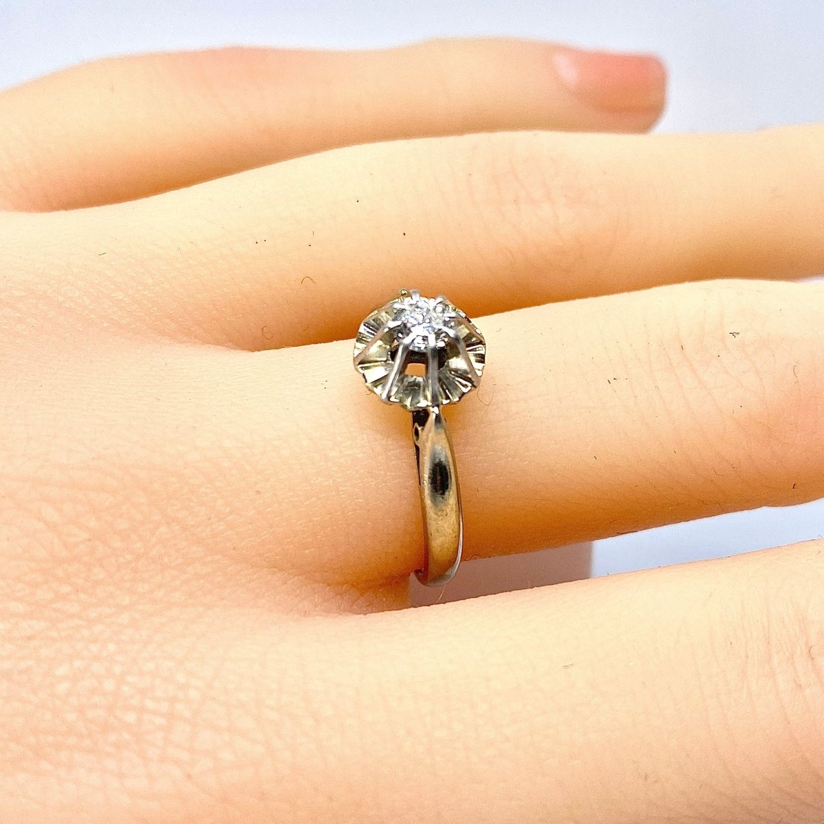 Bague Solitaire en or blanc, platine et diamant - Castafiore