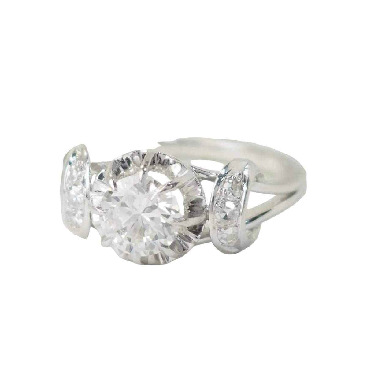 Bague Solitaire en or blanc, platine et diamants - Castafiore
