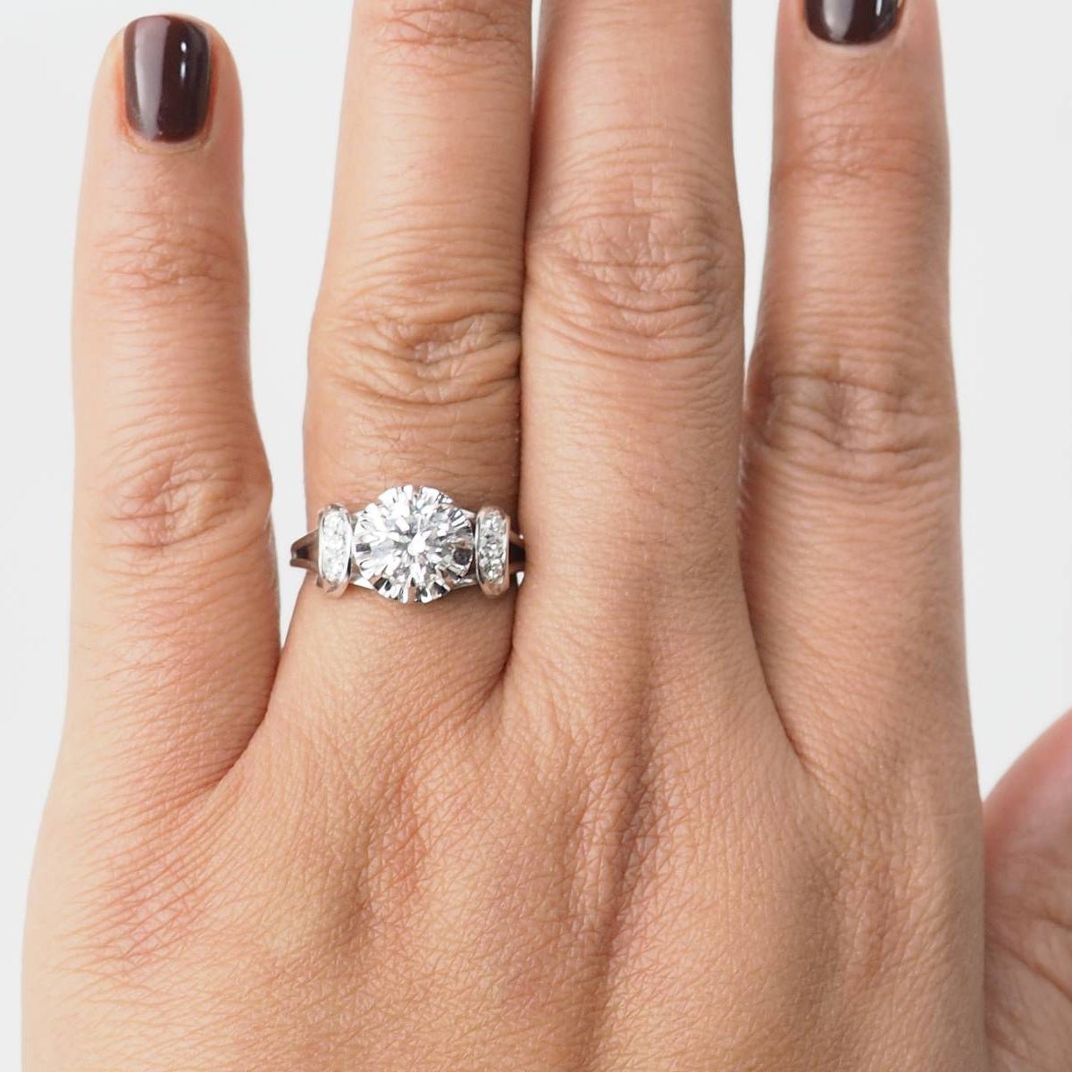 Bague Solitaire en or blanc, platine et diamants - Castafiore