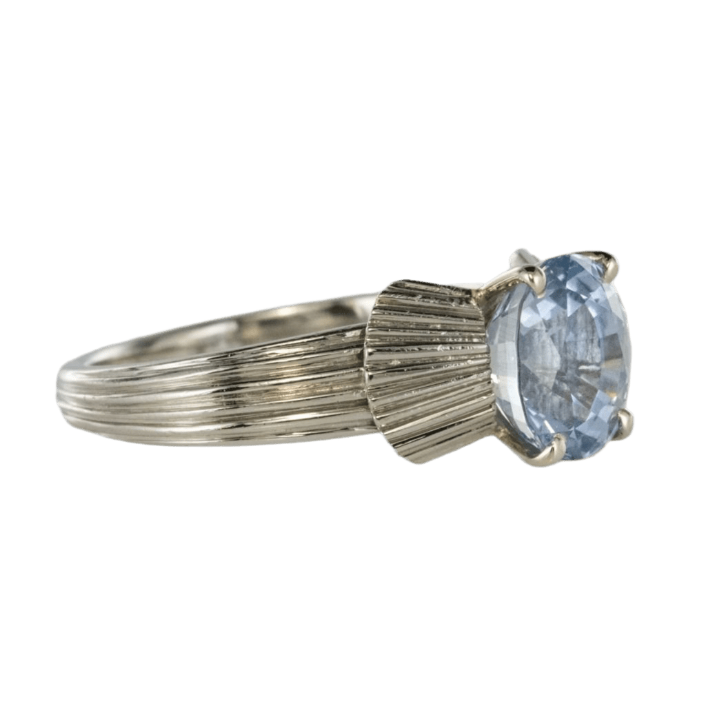 Bague Solitaire en or blanc, platine et saphir - Castafiore