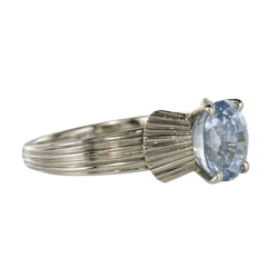 Bague Solitaire en or blanc, platine et saphir - Castafiore