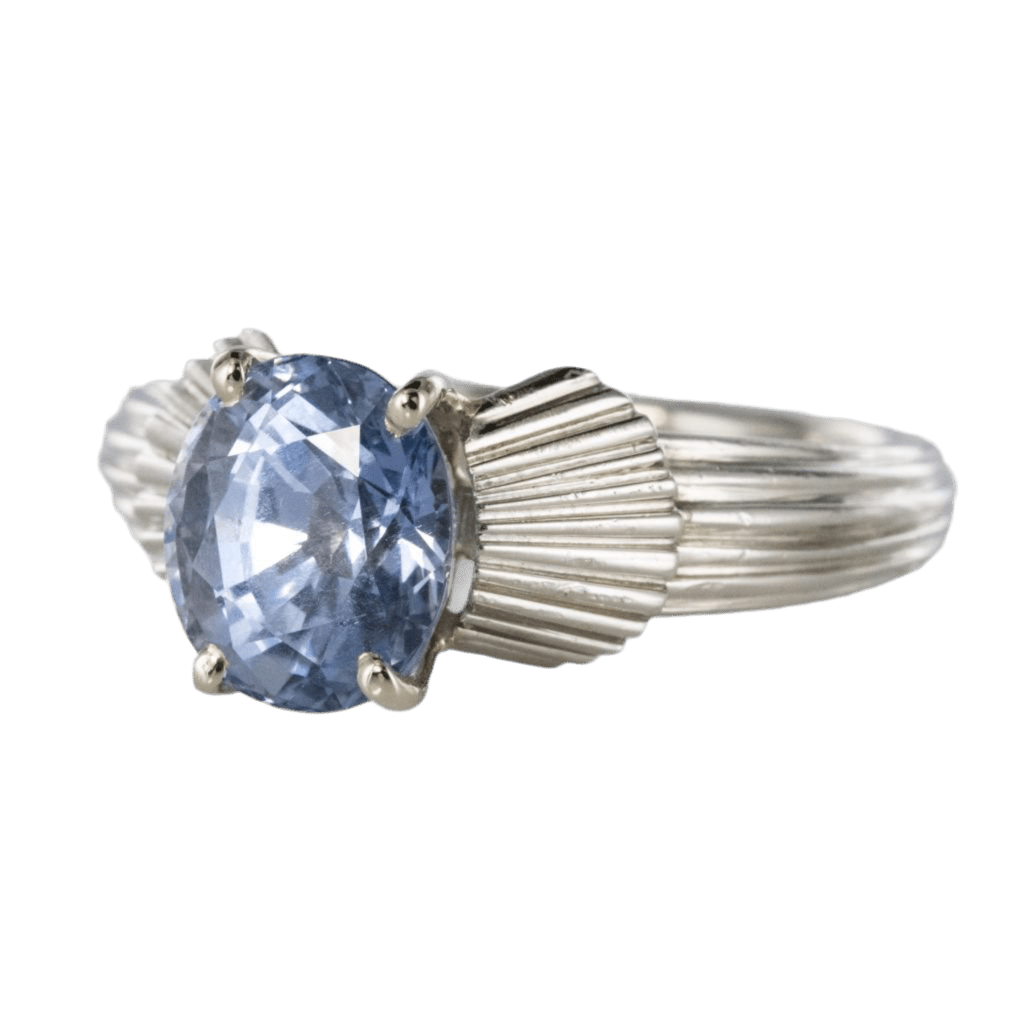 Bague Solitaire en or blanc, platine et saphir - Castafiore