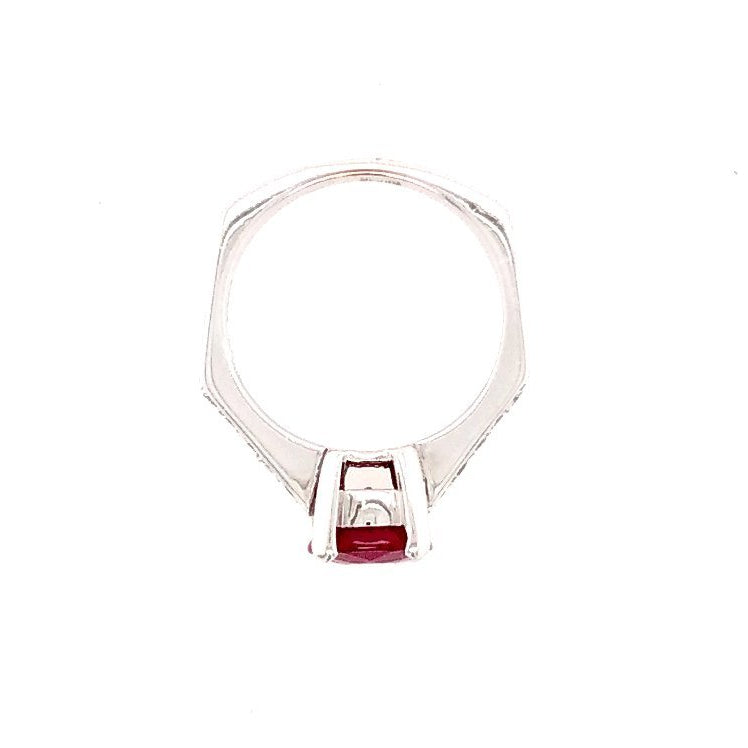 Bague Solitaire en or blanc, rubis, et diamants - Castafiore