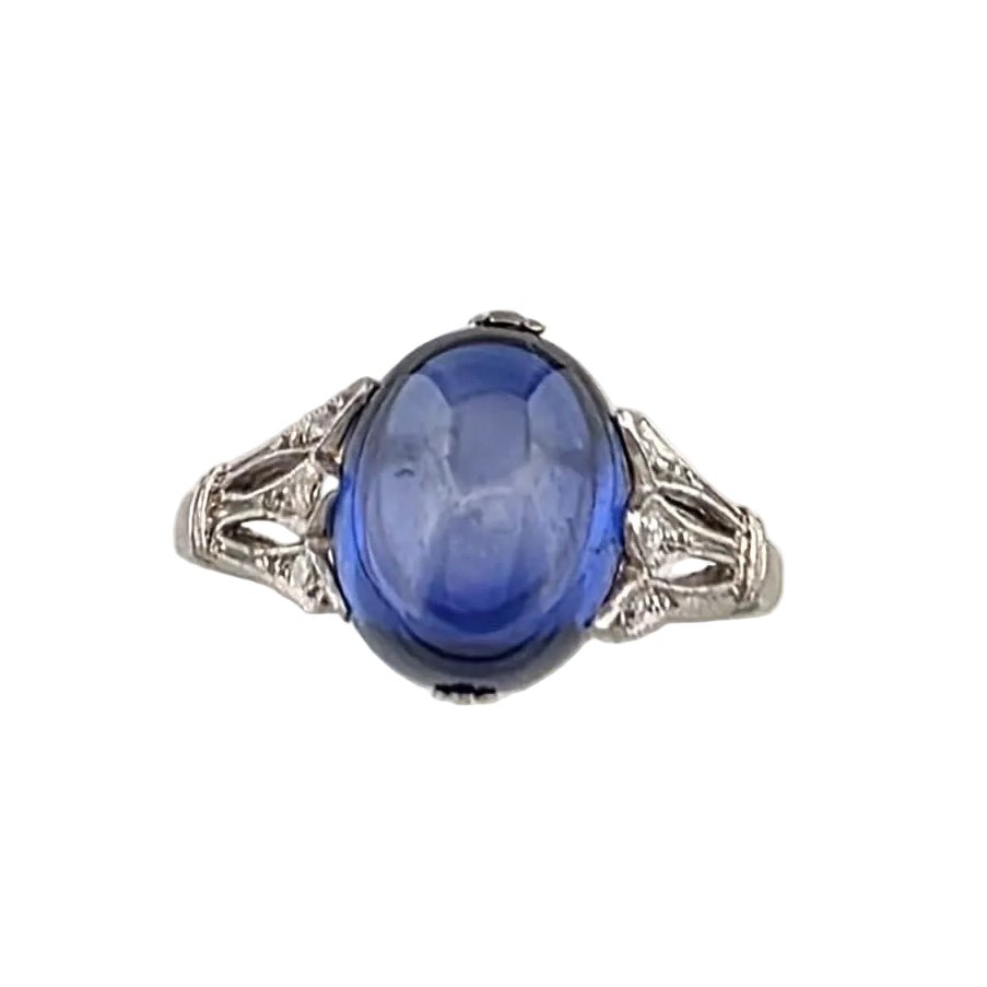Bague Solitaire en or blanc, saphir et diamants - Castafiore