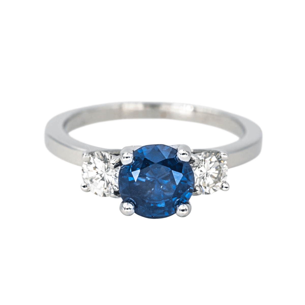 Bague Solitaire en or blanc, saphir et diamants - Castafiore