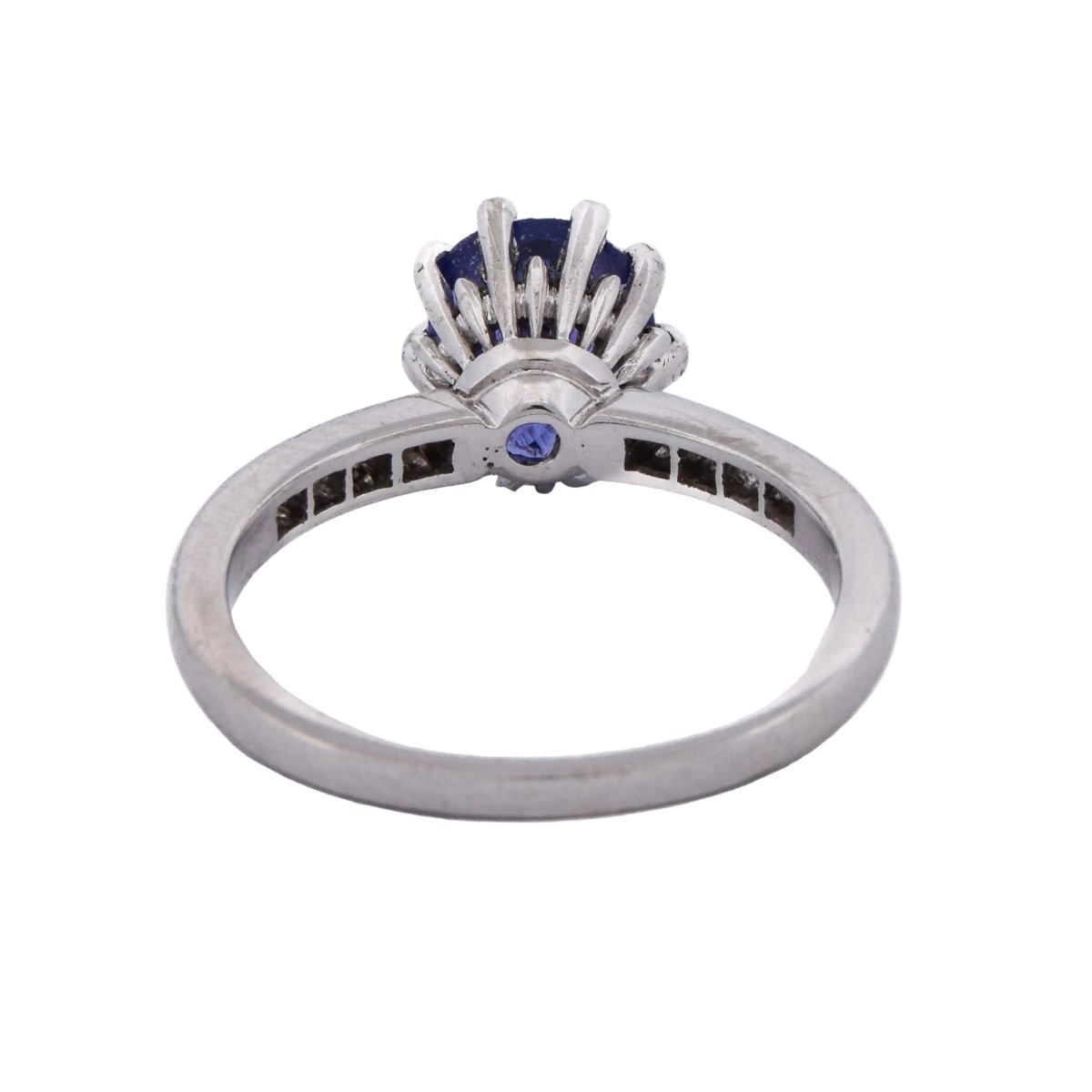 Bague Solitaire en or blanc, tanzanite et diamants - Castafiore