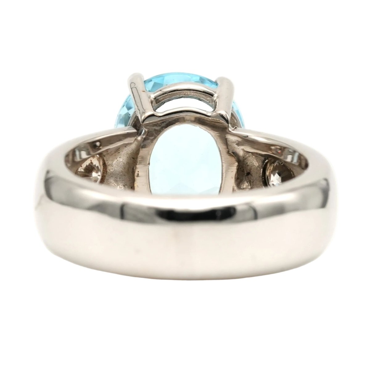 Bague Solitaire en or blanc, topaze et diamants - Castafiore