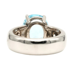 Bague Solitaire en or blanc, topaze et diamants - Castafiore