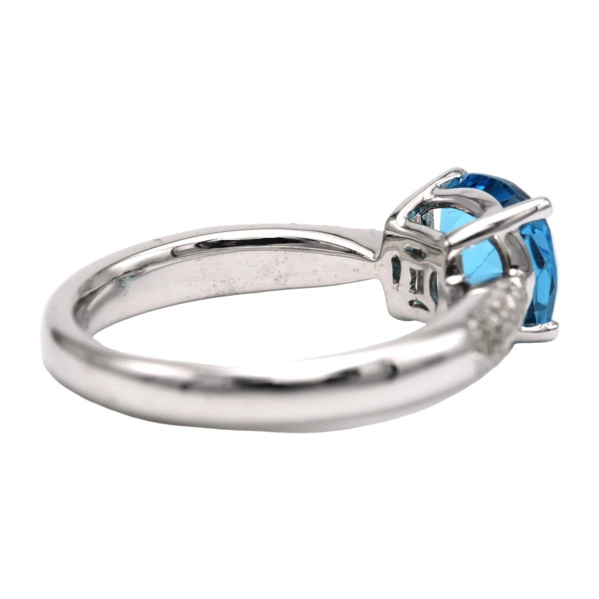 Bague Solitaire en or blanc, topaze et diamants - Castafiore