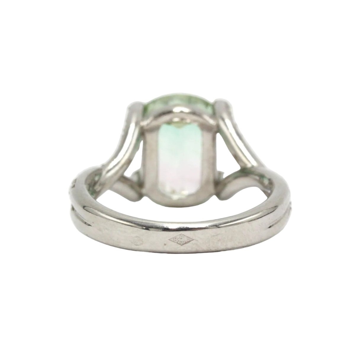 Bague Solitaire en or blanc, tourmaline et diamants - Castafiore