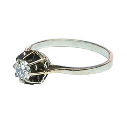 Bague solitaire en or gris diamant - Castafiore