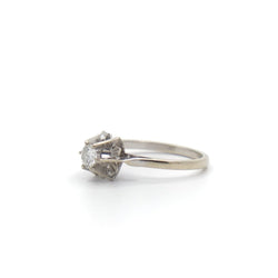 Bague solitaire en or gris et diamant - Castafiore