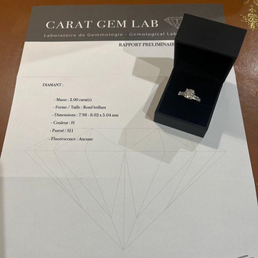 Bague Solitaire en or gris et diamants - Castafiore