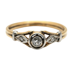 Bague Solitaire en or jaune, argent et diamants - Castafiore
