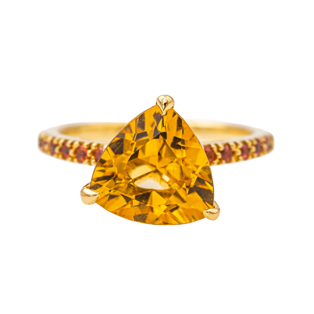 Bague Solitaire en or jaune, citrine et grenat - Castafiore