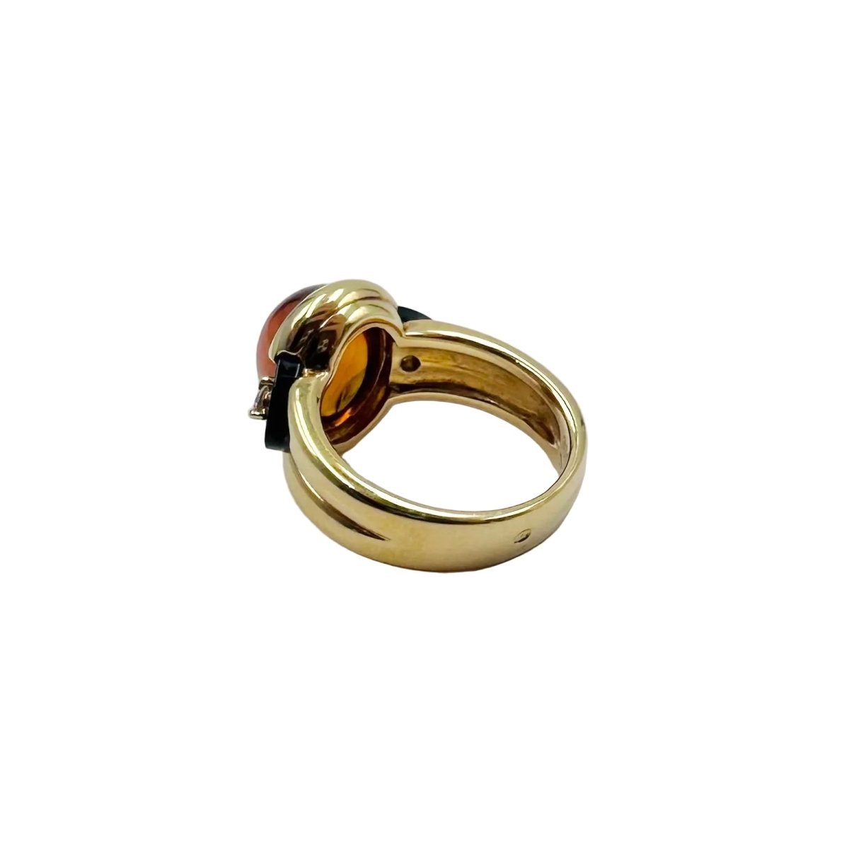 Bague Solitaire en or jaune, citrine, onyx et diamants - Castafiore