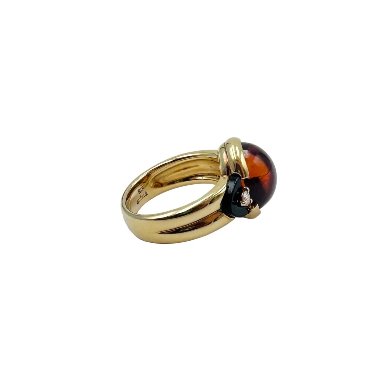 Bague Solitaire en or jaune, citrine, onyx et diamants - Castafiore