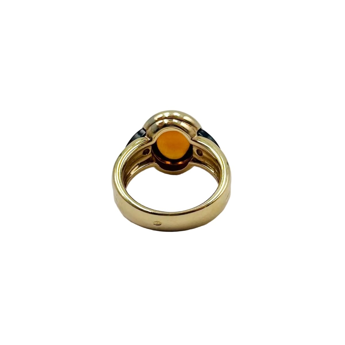 Bague Solitaire en or jaune, citrine, onyx et diamants - Castafiore