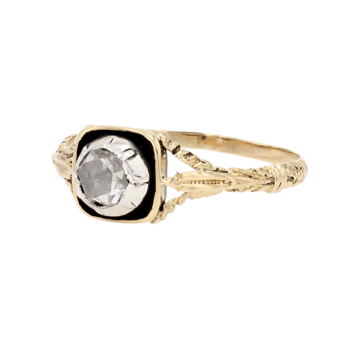 Bague Solitaire en or jaune, émail et diamant - Castafiore