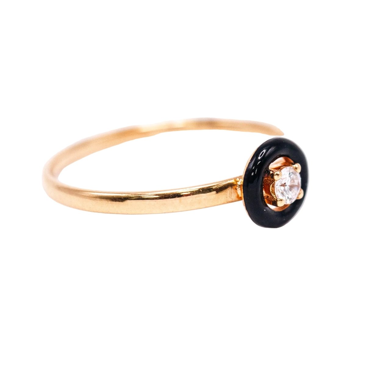 Bague Solitaire en or jaune, émail et diamant - Castafiore