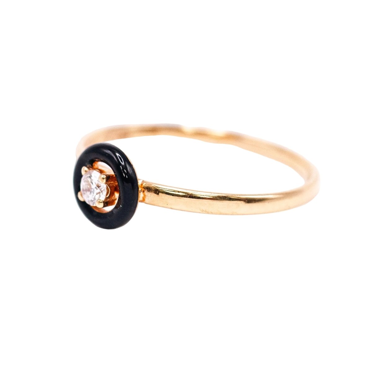 Bague Solitaire en or jaune, émail et diamant - Castafiore