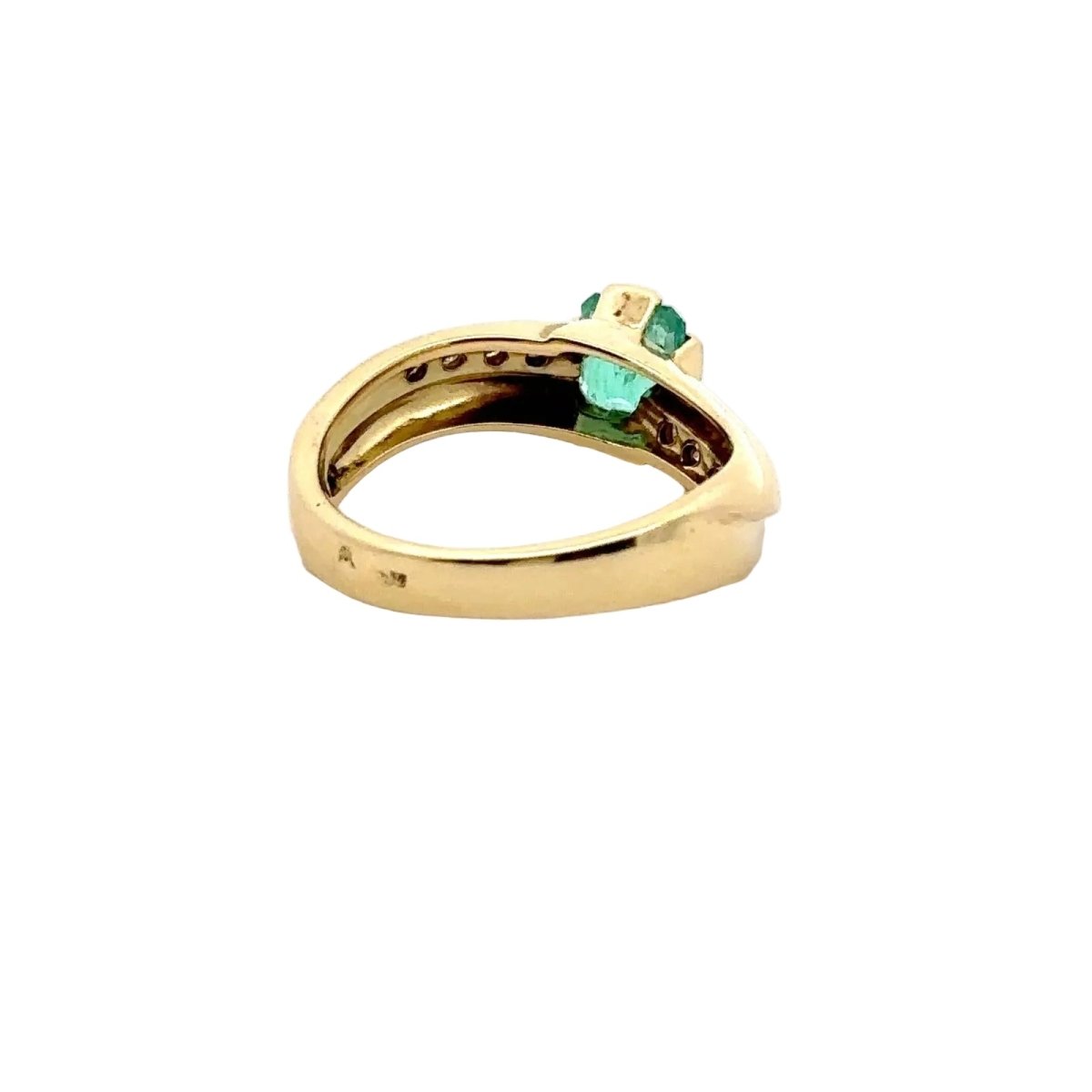 Bague Solitaire en or jaune, émeraude et diamants - Castafiore