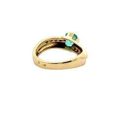 Bague Solitaire en or jaune, émeraude et diamants - Castafiore