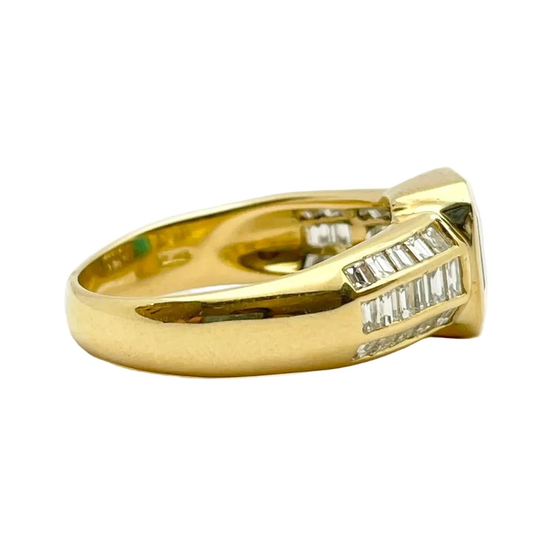 Bague Solitaire en or jaune, émeraude et diamants - Castafiore