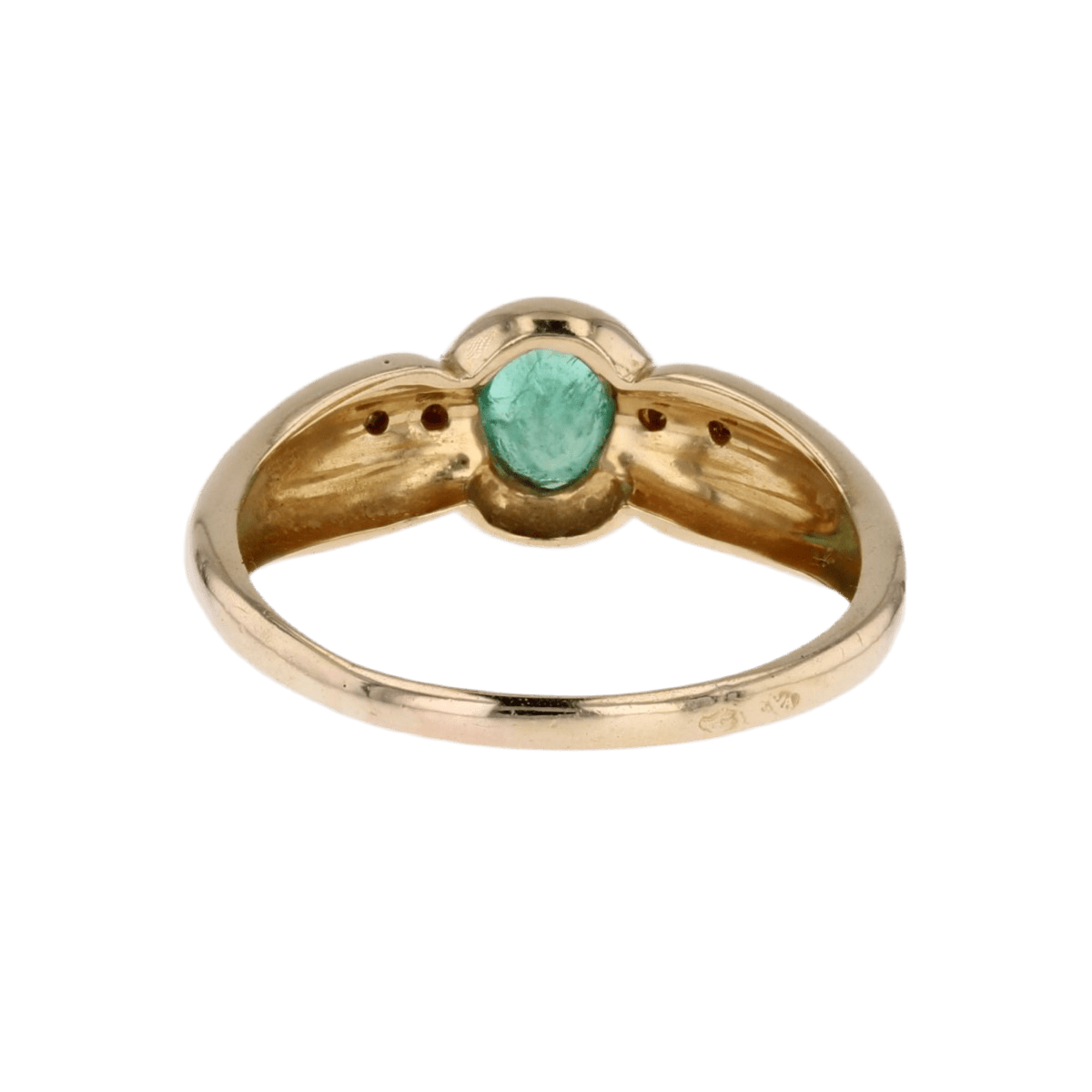 Bague Solitaire en or jaune, émeraude et diamants - Castafiore