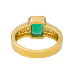 Bague Solitaire en or jaune, émeraude et diamants - Castafiore