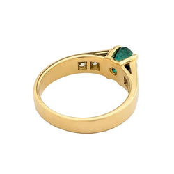 Bague Solitaire en or jaune, émeraude et diamants - Castafiore
