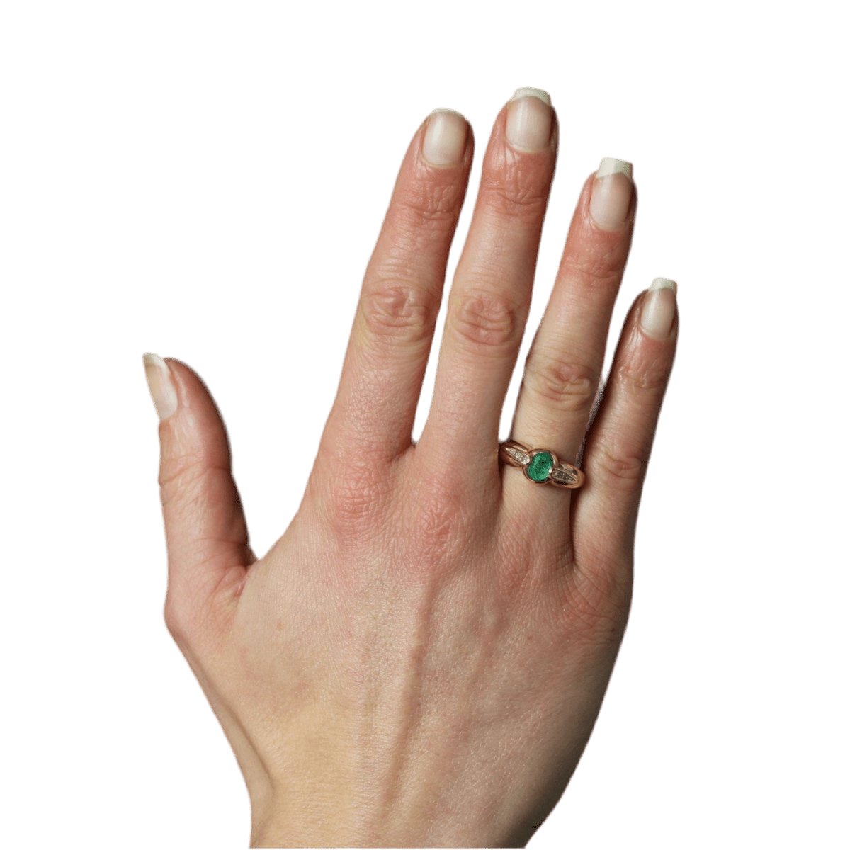 Bague Solitaire en or jaune, émeraude et diamants - Castafiore