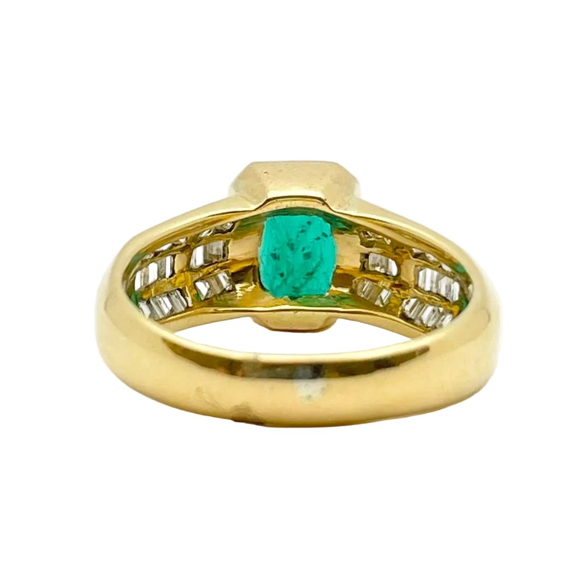 Bague Solitaire en or jaune, émeraude et diamants - Castafiore
