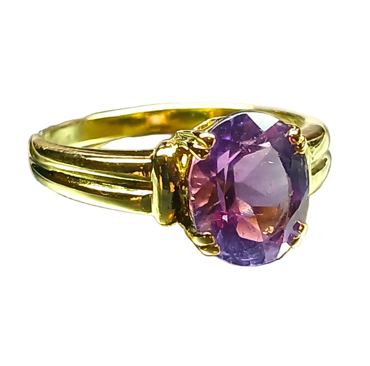 Bague Solitaire en or jaune et améthyste - Castafiore