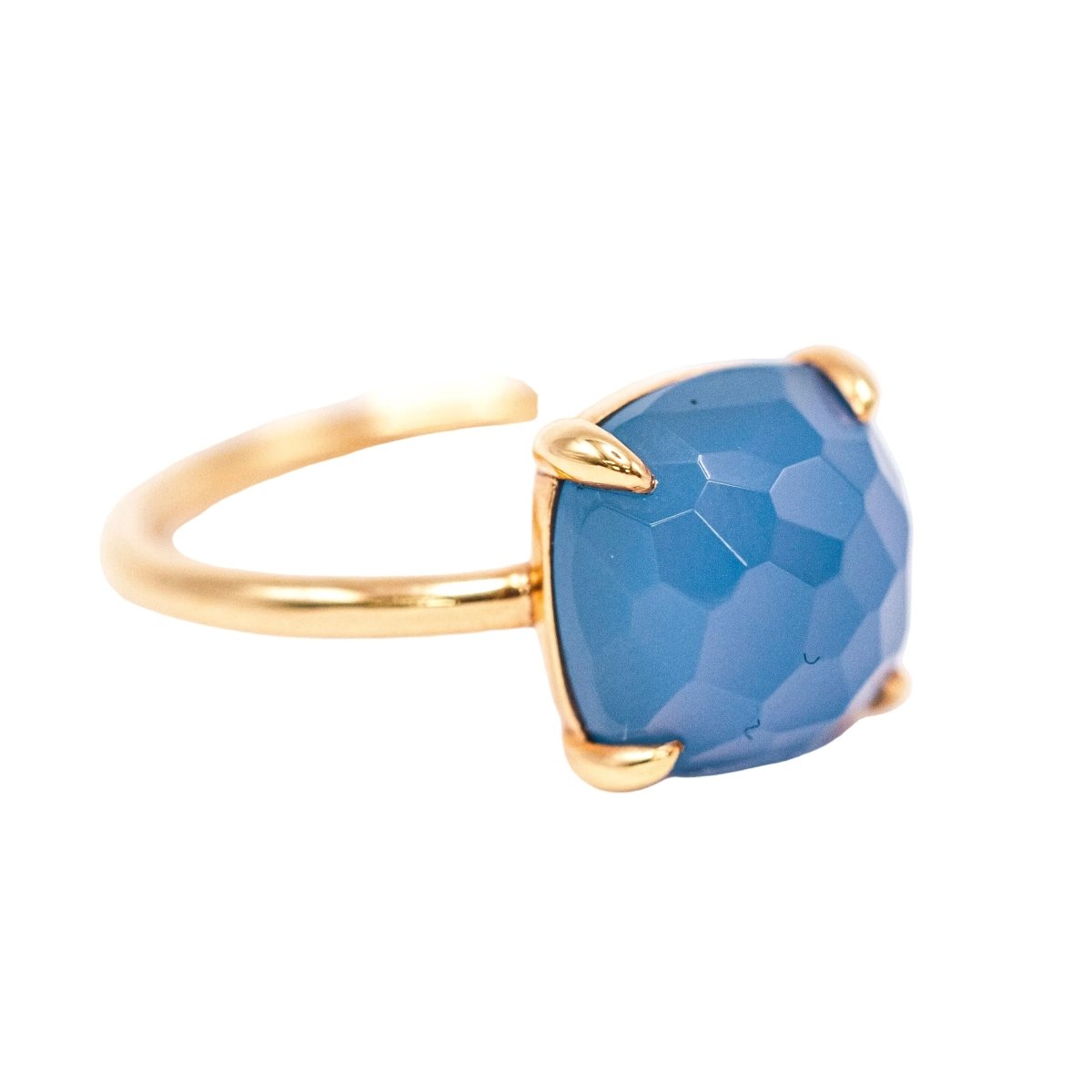 Bague Solitaire en or jaune et calcédoine - Castafiore