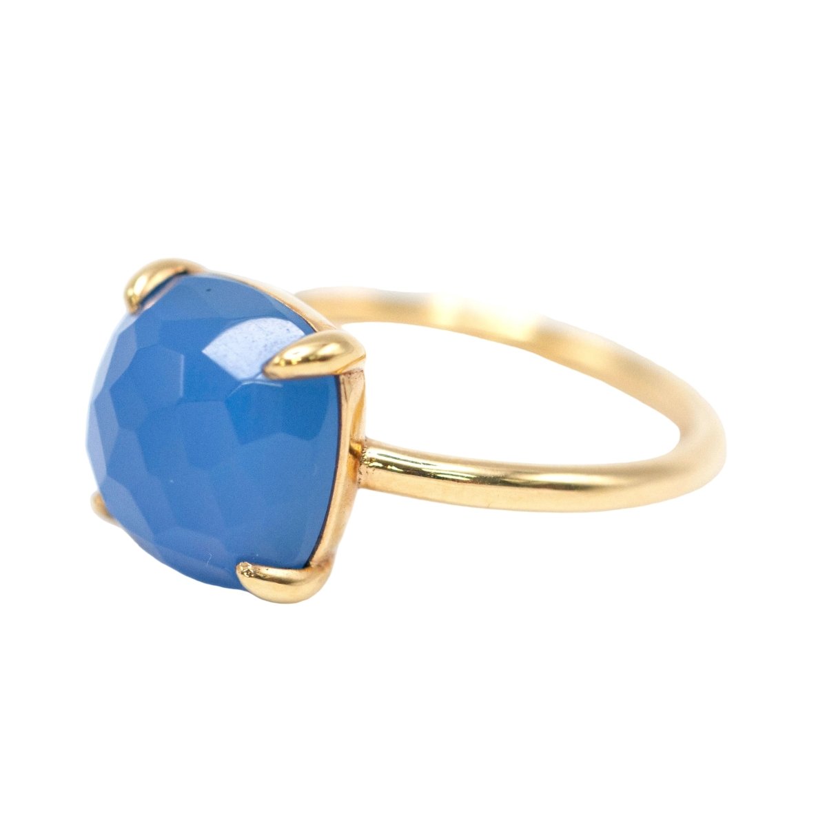 Bague Solitaire en or jaune et calcédoine - Castafiore